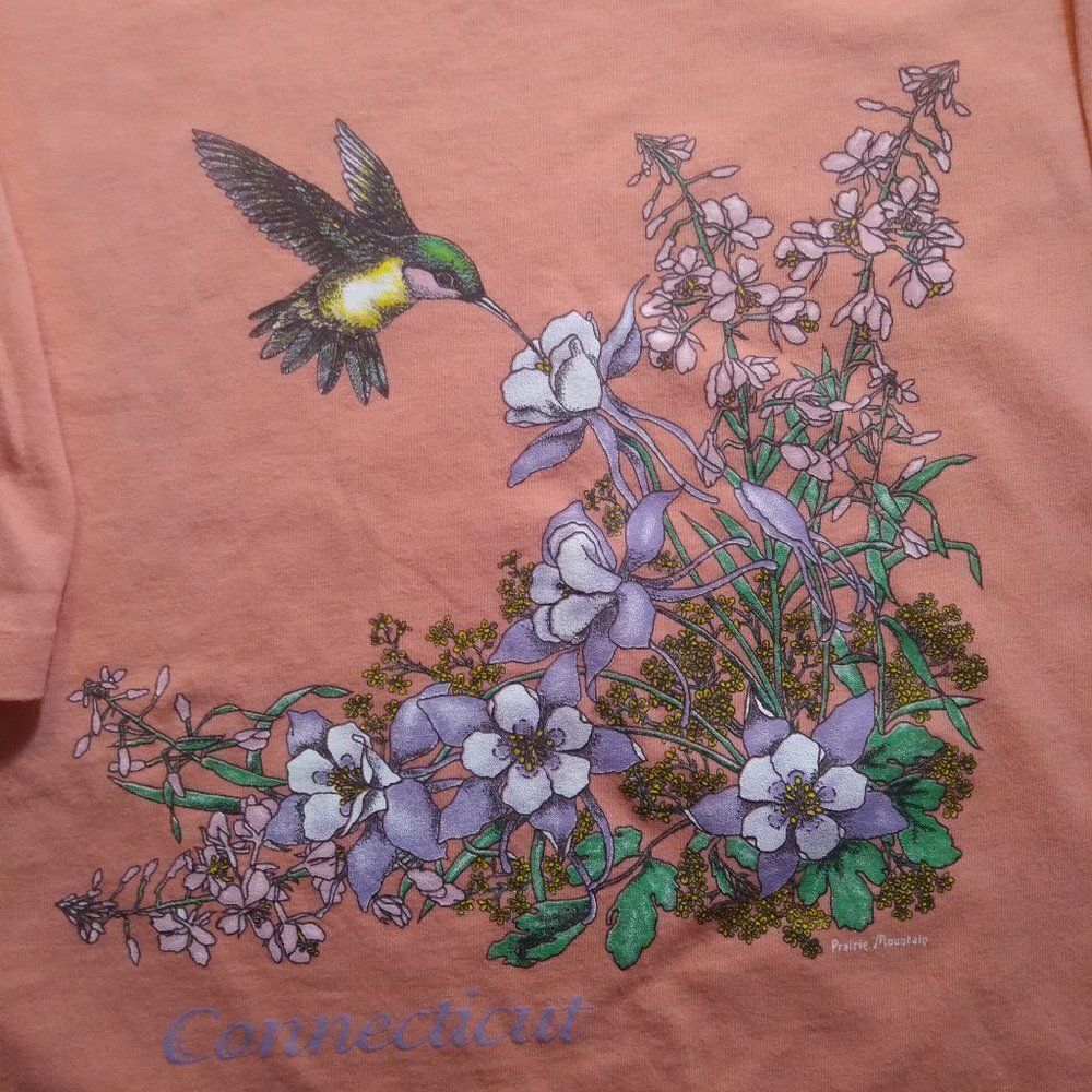 Vintage Hummingbird Flowers Connecticut T-Shirt